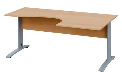 CEK 27 - 187 stůl kancelářský, rohový, pravý, kovová podnož stříbrná, deska 25 mm, široký 1800 mm, j